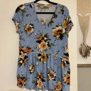 Blue floral peplum top